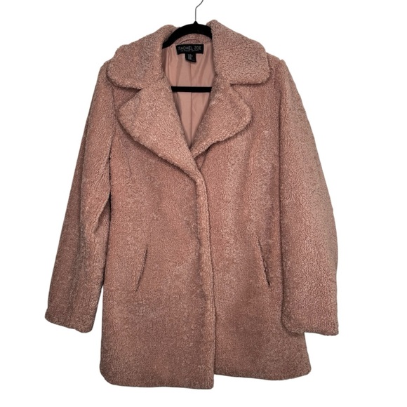 Rachel Zoe womens M light pink teddy midi coat jacket barbie y2k preppy coquette - Picture 1 of 9